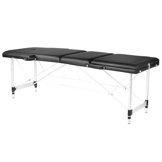 Lettino Da Massaggio Comfort Black A 3 Sezioni Realizzato In Alluminio