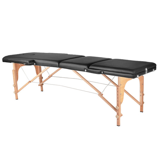 Lettino Da Massaggio Comfort Black A 3 Sezioni, Comfort In Legno