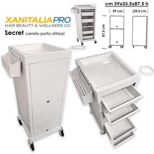 Carrello porta attrezzi segreto parruchiere bianco