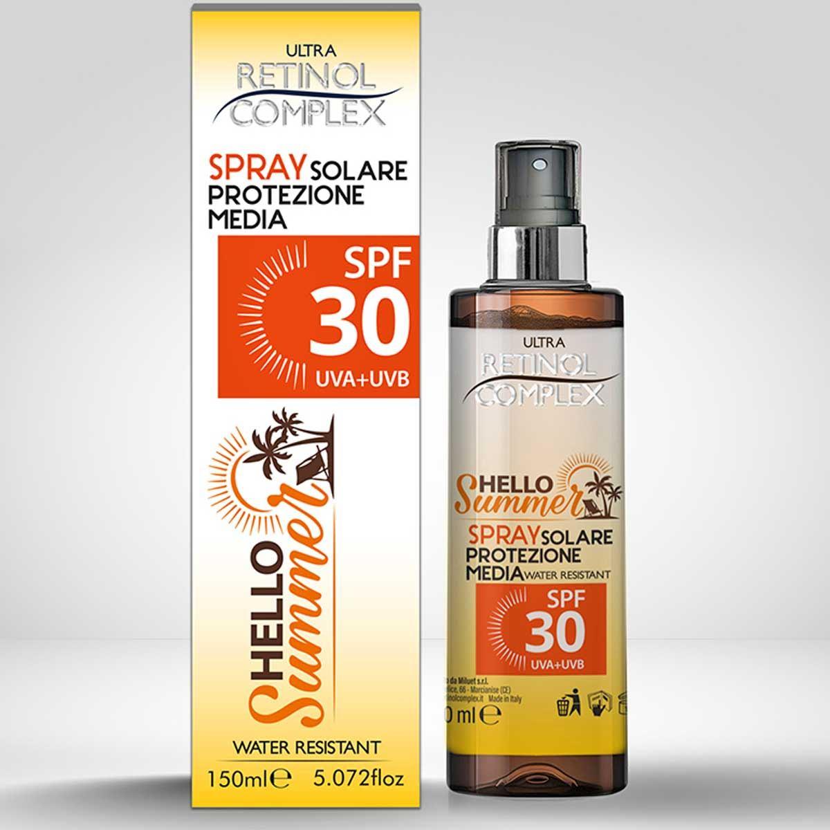 Retinol complex hello summer spray solare protezione alta spf 30 150 ml