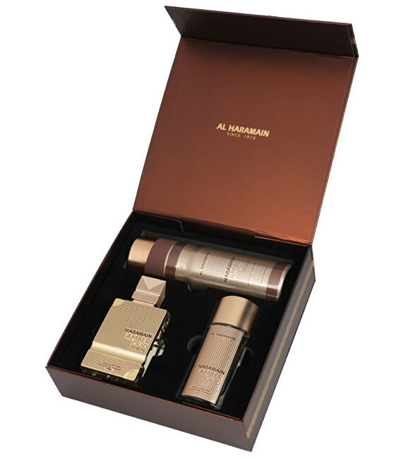 Amber Oud Gold Edition Extreme - parfémovaný extrakt 75 ml + parfémovaný extrakt 30 ml + deodorant ve spreji 200 ml