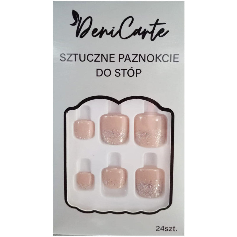 Deni Carte Tipsy Unghie Artificiali, Unghie Dei Piedi Nude Glitter