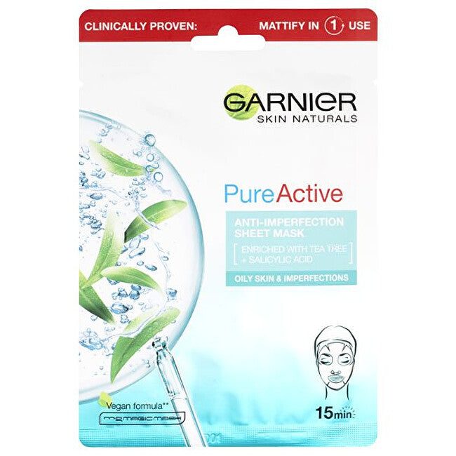 Moisturizing textile mask against imperfections enriched with tea tree and salicylic acid Skin Naturals Pure Active 23 g