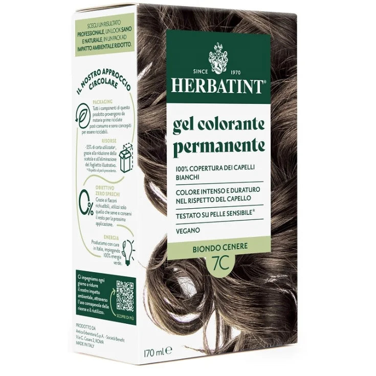 Gel Colorante Permanente 7C Biondo Cenere Herbatint 170ml