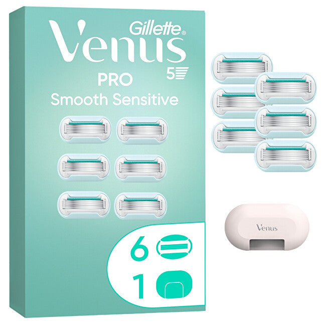 Replacement heads Pro Smooth Sensitive 6 pcs + cover