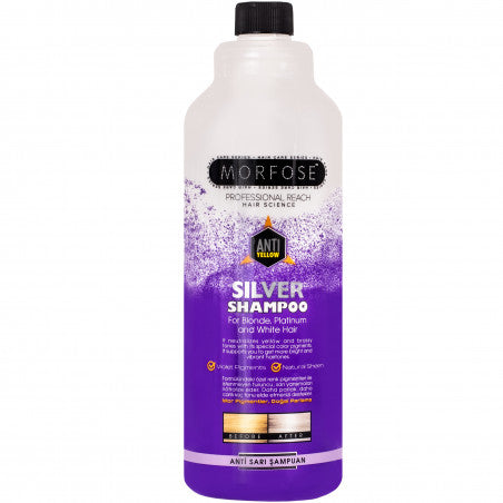 Morfose Silver Shampoo Anti Yellow – shampoo per capelli biondi e grigi, 1000ml