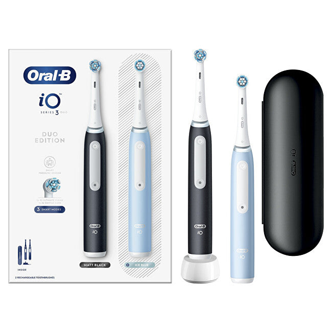Electric toothbrush Series iO 3 Duo Black/Ice Blue 2 pcs