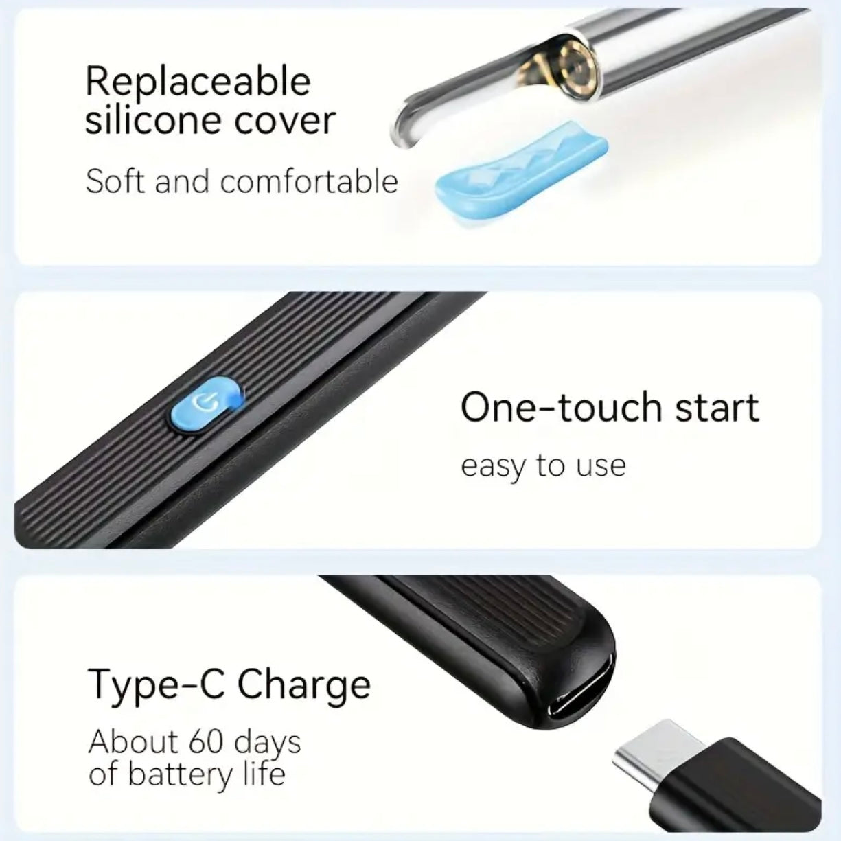 7pcs Ear Wax Removal Kit with 6 Spoons, Camera and Light - Wireless Tool for iOS & Android, 6 Sleeves Accessories to Clean Your Ears Safely at Home