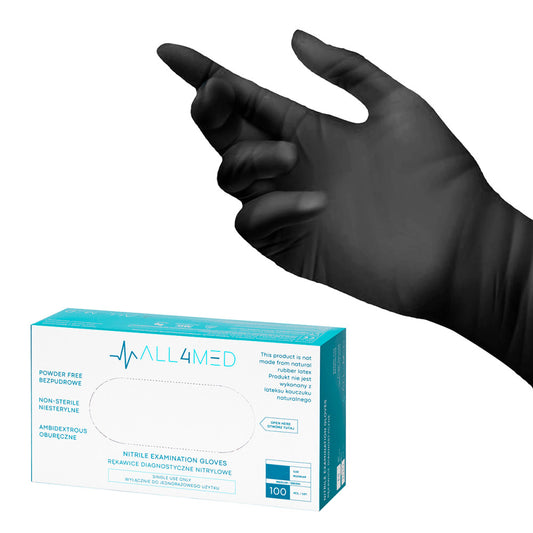 Guanti Monouso Diagnostici In Nitrile All4Med Neri Xl