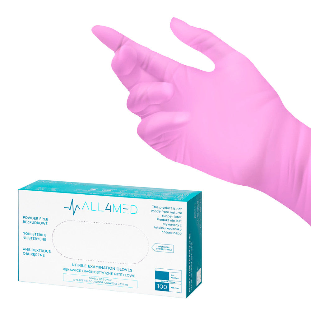 Guanti Monouso Diagnostici In Nitrile All4Med Rosa M