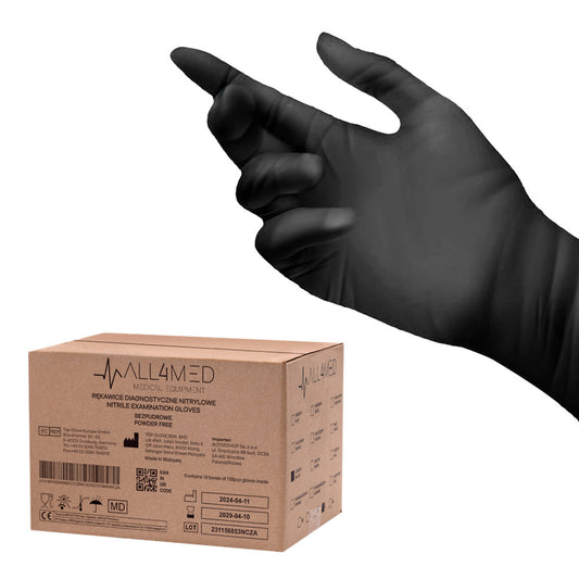 Guanti Monouso Diagnostici In Nitrile All4Med Neri L 10X100 Pezzi