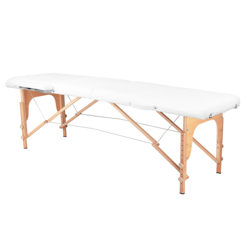 Lettino Da Massaggio Pieghevole A 2 Sezioni, Comfort In Legno, White