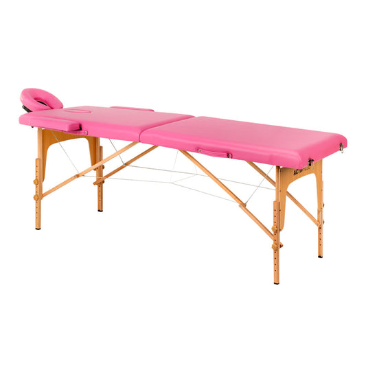 Lettino Da Massaggio Pieghevole In Legno Activ Fizjo Comfort 2 Segmenti Rosa