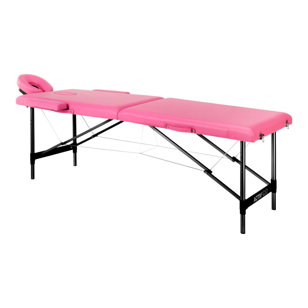 Lettino Da Massaggio Pieghevole In Alluminio Activ Fizjo Comfort 2 Segmenti Rosa Black In Alluminio