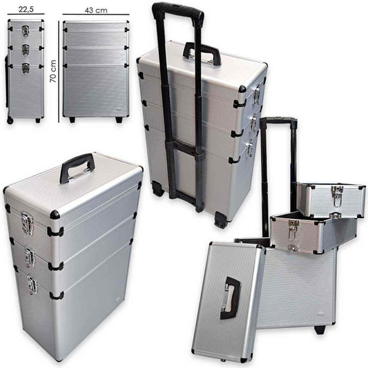 Obb trolley case alluminio 3 piani 70 x 43 x 22,5 cm