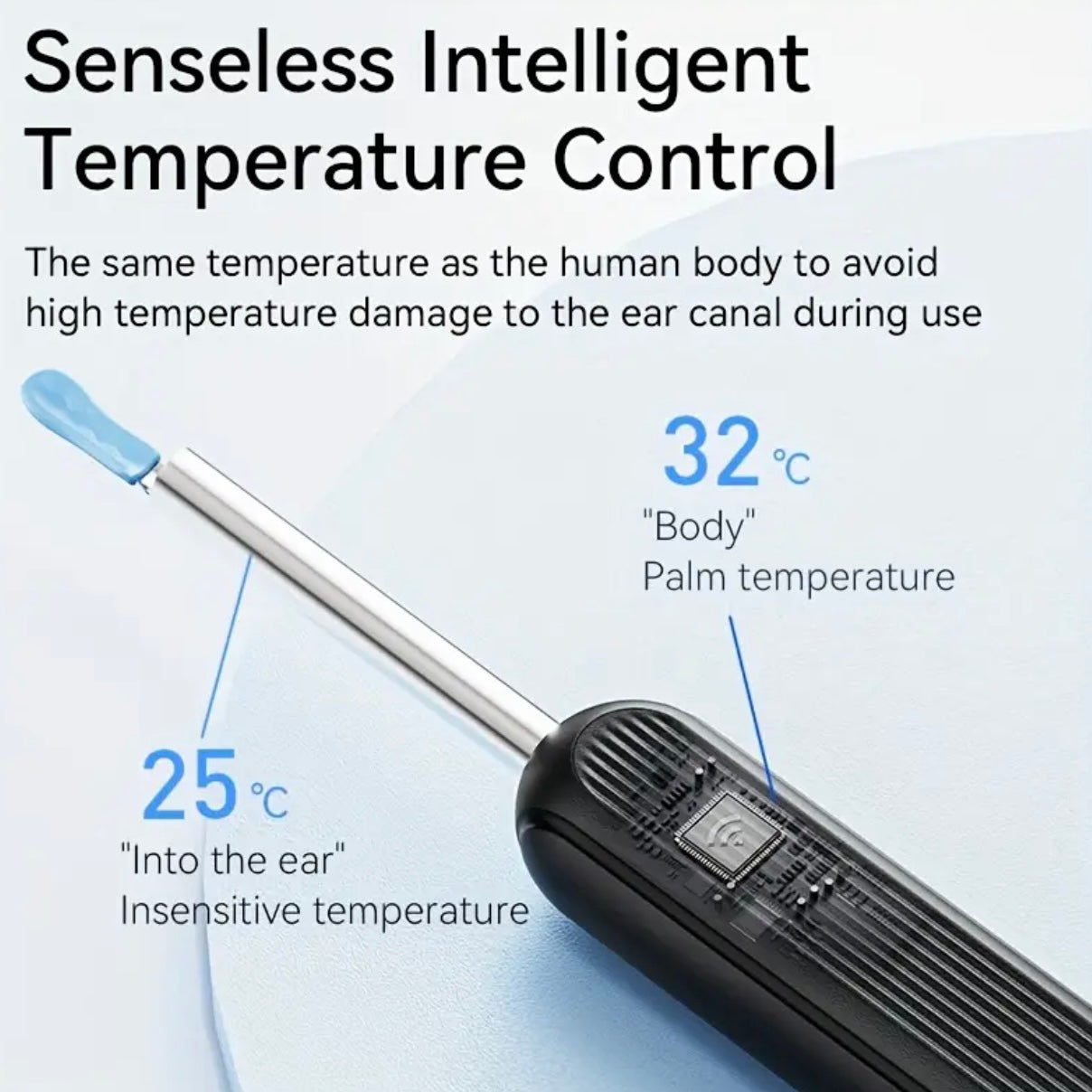 7pcs Ear Wax Removal Kit with 6 Spoons, Camera and Light - Wireless Tool for iOS & Android, 6 Sleeves Accessories to Clean Your Ears Safely at Home