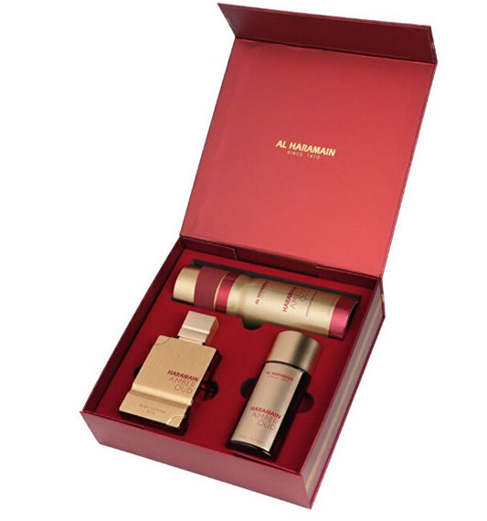 Amber Oud Ruby Edition - EDP 75 ml + EDP 30 ml + deodorant ve spreji 200 ml