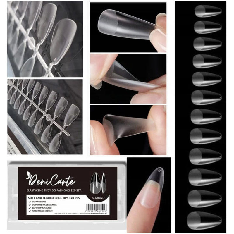 Deni Carte Tipsy Flessibile Mandorla - Punte Trasparenti 120 Pezzi