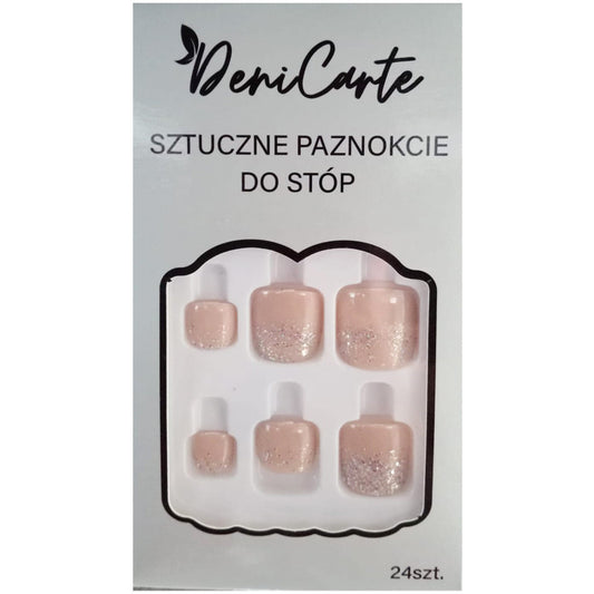Deni Carte Tipsy Unghie Artificiali, Unghie Dei Piedi Nude Glitter