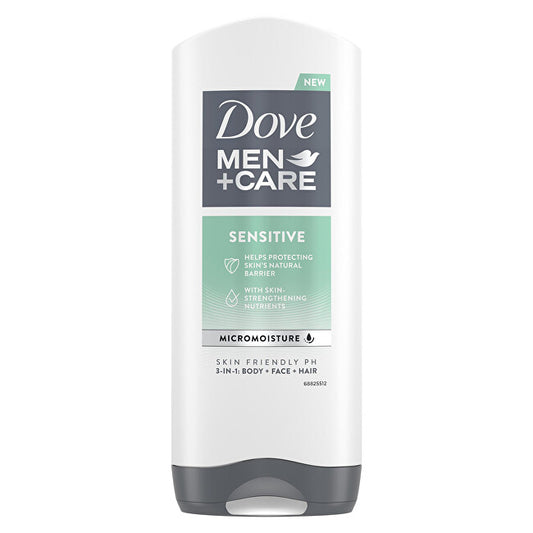 Dove Men + Care Sensitive Uomo Corpo, Viso e Capelli (Gel Doccia 3 in 1) - Volume: 400 ml