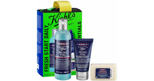 Kiehl´s Kiehl's Facial Fuel confezione regalo per uomo gel detergente viso per uomo 250 ml + crema giorno idratante con vitamina C 75 ml + sapone esfoliante delicato corpo 90 g