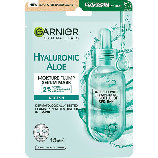 Textile face mask with aloe vera Hyaluronic Aloe (Serum Tissue Mask) 28 g