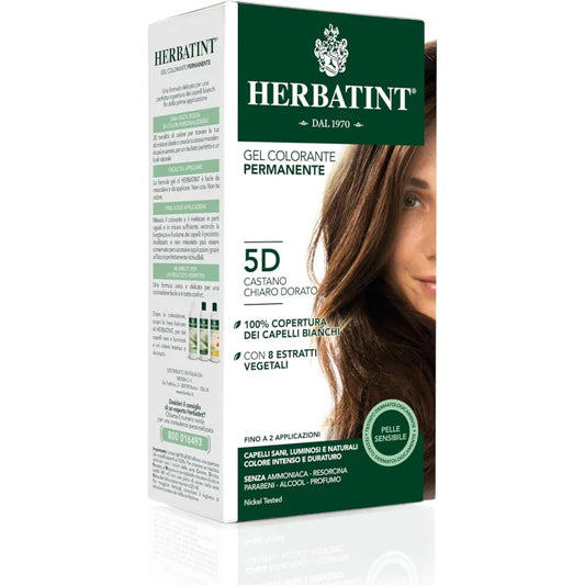 Gel Colorante Permanente 5D Castano Chiaro Dorato Herbatint