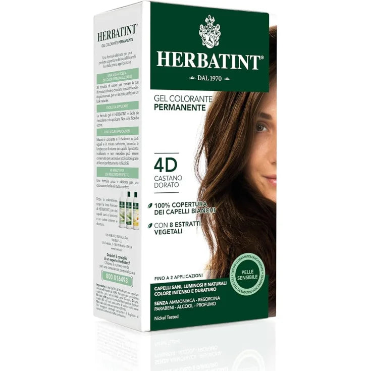Gel Colorante Permanente 4D Castano Dorato Herbatint 170ml