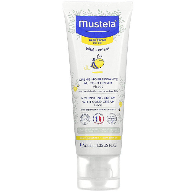 Mustela Crema viso nutriente bambino con cera d'api per pelli secche (Crema viso nutriente con Crema Fredda) 40 ml